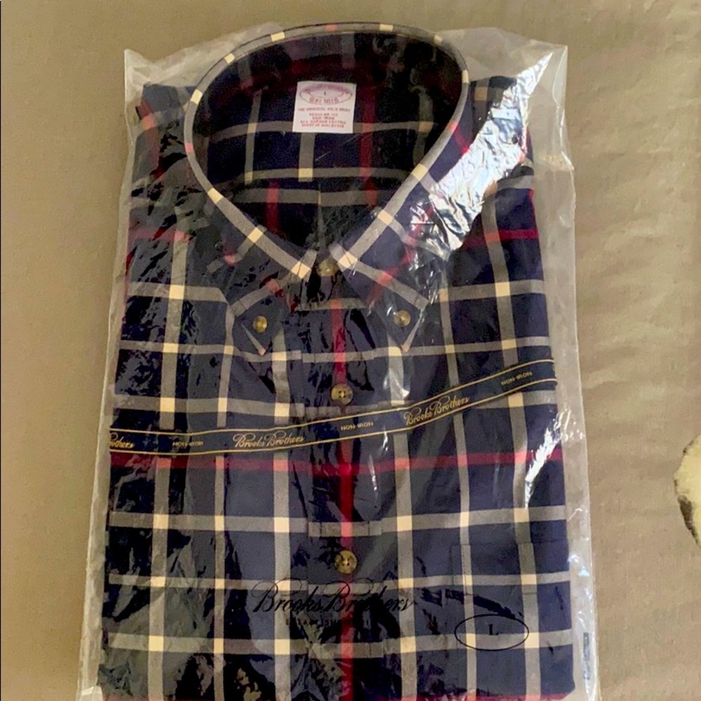 Brooks Brothers Navy Plaid Men’s Dress Shirt